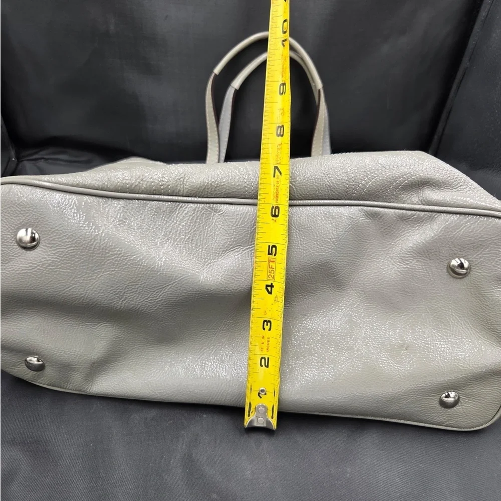 Coach Signature Gray Leather Kisslock Tote Bag